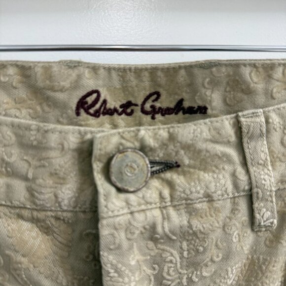 Robert Graham Tan Paisley Denim And Velvet Pants Size 32 Straight Leg - Picture 4 of 4